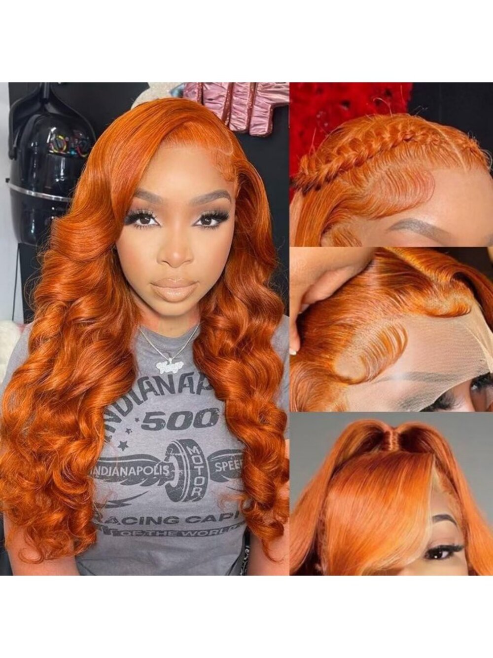 Ginger 13x6 Lace Front Wigs Human Hair Orange 26 Inch
